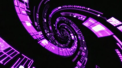 Wall Mural - futuristic purple spiral tunnel background with glowing elements