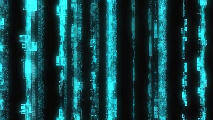 Canvas Print - futuristic digital matrix animation with glowing blue lines