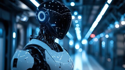 Futuristic Robot in a Cyberpunk City