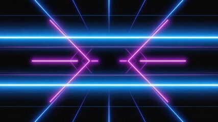 Canvas Print - abstract neon light tunnel with dynamic pink and blue lines