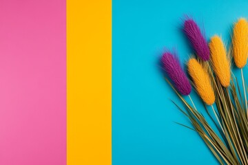 Aufkleber - abstract plants and flowers advertisement, luxury style, high-energy tone, website banner, hero shot, natural light, vibrant colors, peaceful mood, landscape, solid color background