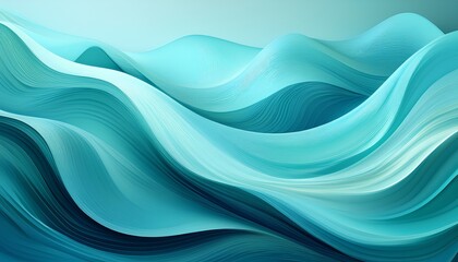 Fototapete - Soft turquoise teal wave abstract background.