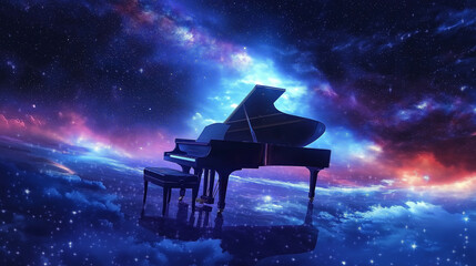 Wall Mural - music background image with piano and piano