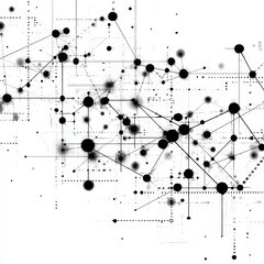 Leinwandbilder - Abstract Network Connection: Nodes, Lines, and Data Points on a White Background for Modern Communication Visuals