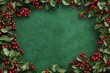 © Maryna - Green Holidays. Classic Christmas Border with Red and Green Festive Decorations