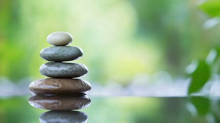 Poster - Zen stone stack symbolizing tranquility and balance : Generative AI