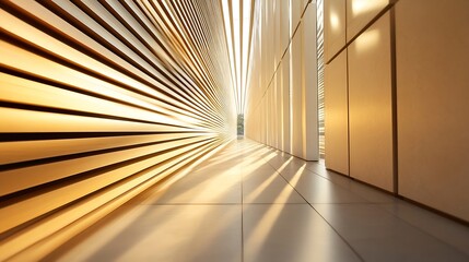 Leinwandbilder - Modern Architectural Design with Golden Light Streaming Through Abstract Structures : Generative AI