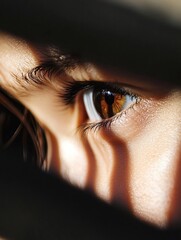 Poster - Detailed Close Up of a Captivating Eye with Unique Reflections and Soft Lighting : Generative AI