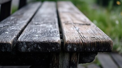 Poster - Close-Up of a Rustic Wooden Bench Highlighting Textured Surface and Natural Aesthetics : Generative AI