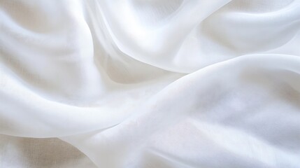 Poster - Smooth and Flowing White Fabric Draped Softly on a Surface in Natural Light : Generative AI