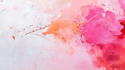 Aufkleber - Colorful abstract art with vibrant splashes of pink and orange paint on canvas : Generative AI