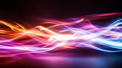 Poster - Colorful abstract light trails in motion creating a vibrant digital background design : Generative AI