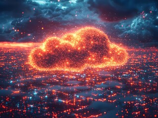 Wall Mural - glowing cloud network symbolizing global digital connectivity