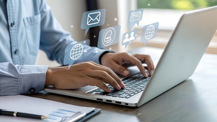 Chatbot conversation concept. Virtual assistant and CRM software automation technology. Customer using online service with chat bot to get support.
