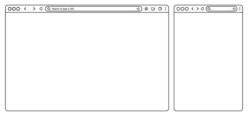 Fototapete - browser window Website mockup template with frames for PC, laptop, tablet, and mobile. Vector illustration for UI and web design presentations.	