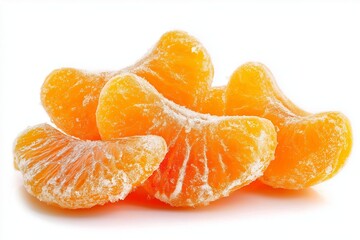 Wall Mural - Vibrant orange tangerine segments isolated on white background