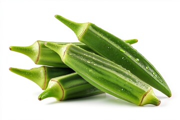 Wall Mural - Fresh okra vegetable isolated on white background