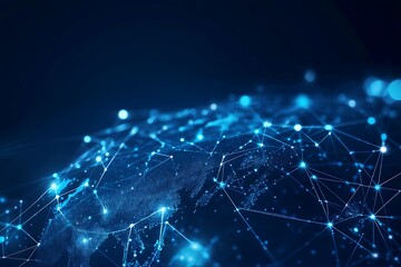 Aufkleber - Blue Global Network, Interconnected Points on Earth, Digital Data Transfer System