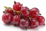  cluster of fresh juicy red gooseberries isolated on white background