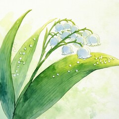 Wall Mural - water drops on green leaf
