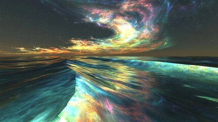 Wall Mural - An abstract depiction of the sea and the colorful cosmos
