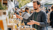 © ЮРИЙ ПОЗДНИКОВ - Customer choosing natural cosmetics at outdoor market