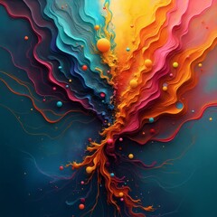 Aufkleber - A vibrant abstract artistic display of colors in motion. The artwork features a swirling, dynamic composition of colors, creating a sense of movement and energy.
