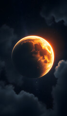 Wall Mural - space-themed wallpaper with a beautiful composition of a planet, moon, stars, and clouds. ideal for 