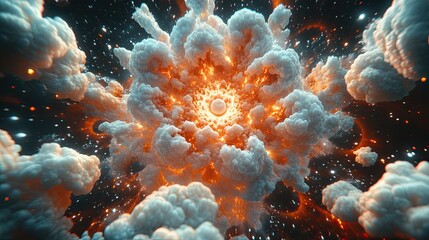 Wall Mural - a mesmerizing, abstract floral explosion in a cosmic cloud.