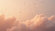 © ABSTRACTARTWORK - Birds in flight serene sky nature photography soft cloudscape aerial view freedom and tranquility