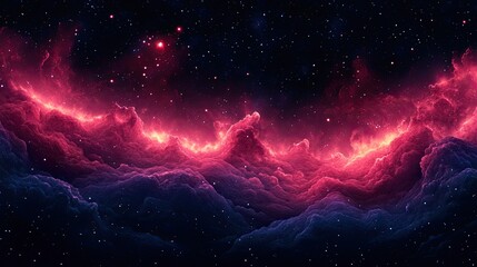 Wall Mural - vivid cosmic nebulae display swirling hues of crimson and violet.