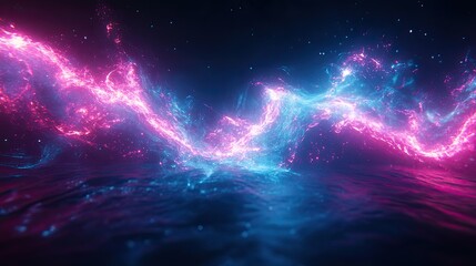Wall Mural - cosmic, glowing nebulae streams across a dark space.