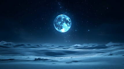 Frozen alien moonlit landscape