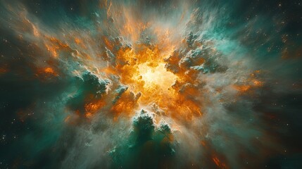 Wall Mural - exploding nebula, vibrant colors, cosmic event.