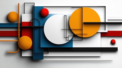 Wall Mural - Abstract geometric shapes, vibrant colors, layered design, modern art piece