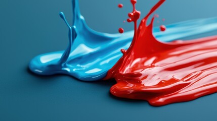 Wall Mural - Color Splash - Blue and Red Paint Splashes on Dark Background