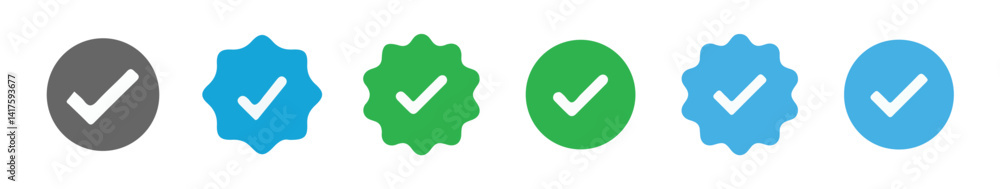 Verified badge icon tick symbol Vector blue verification badge approved ...