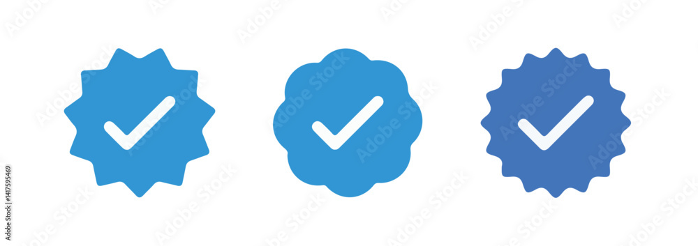 Verified badge icon tick symbol Vector blue verification badge approved ...
