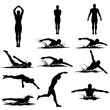 © northtech - silhouettes of swimmer swimming players illustration
