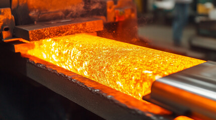 Aufkleber - Bright vibrant industrial forge process reveals molten metal Generative AI