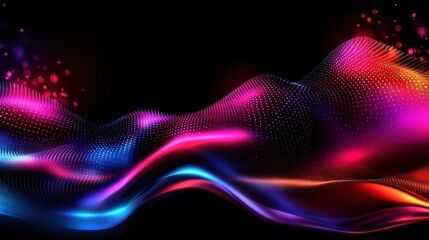 Wall Mural - abstract vibrant wave design with glowing particles, digital background