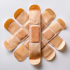 adhesive bandages on white background