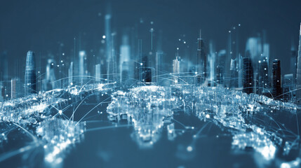 Wall Mural - abstract representation of flowing particles and waves in a digital space. abstract, global, futuris