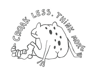 Aufkleber - Funny doodle frog print, outline hand drawn toad with quote