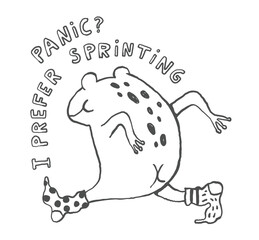 Aufkleber - Funny doodle frog print, outline hand drawn toad with quote
