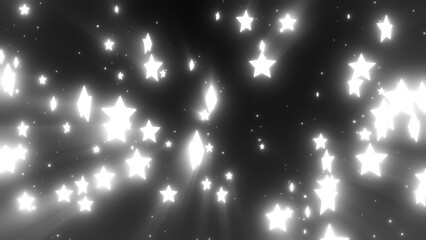 white glowing stars on a black background, creating a high-contrast, celestial pattern with twinklin