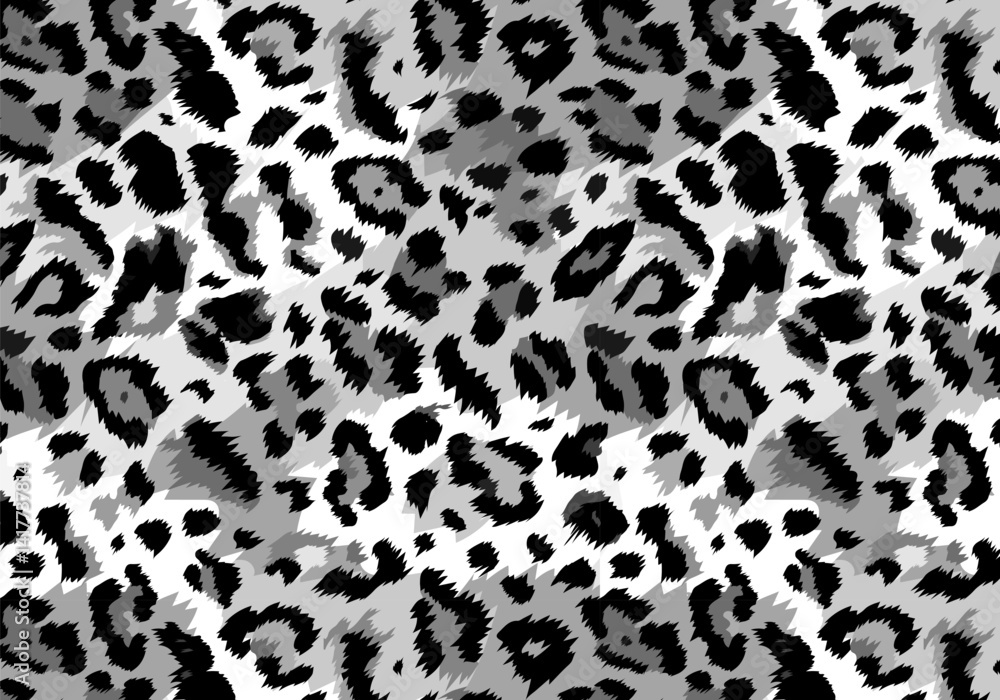 Vector trendy snow leopard pattern horizontal background. Detailed wild ...