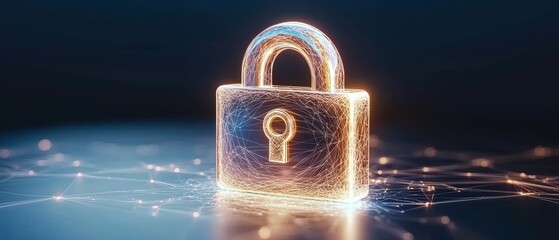 digital lock symbolizing security and privacy virtual space hyperrealistic image futuristic environm