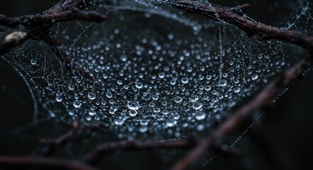 Spiderweb with raindrops - photo