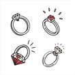 © Suman - Vector illustration of hand drawn engagement and wedding rings with diamonds, symbol of love and commitment
